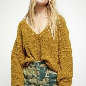 Free people gold fuzzy sweater